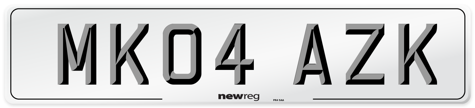 MK04 AZK Number Plate from New Reg